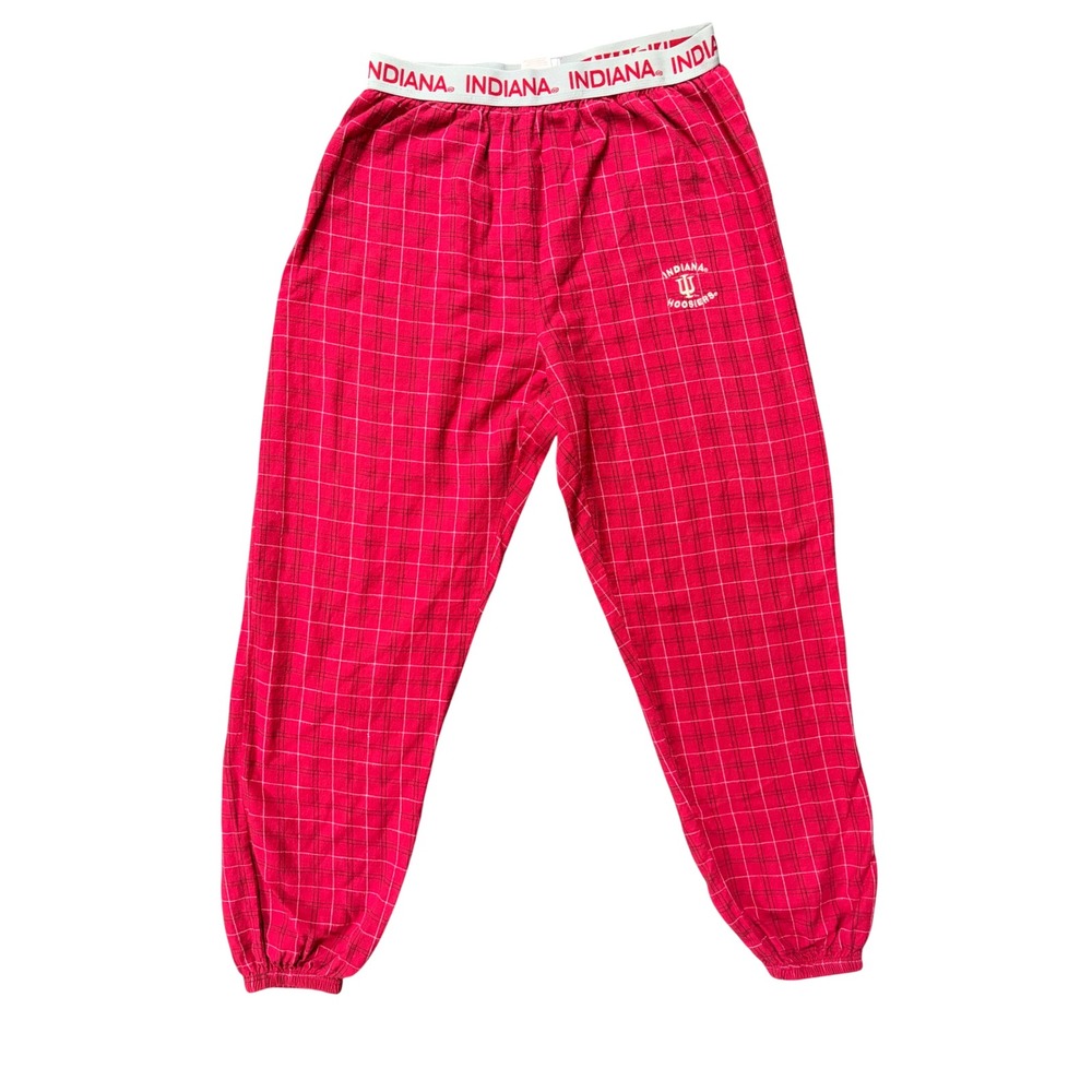Indiana Hoosiers‎ Plaid Pajama Pants Mens XL Red White Lounge Bottoms Pockets